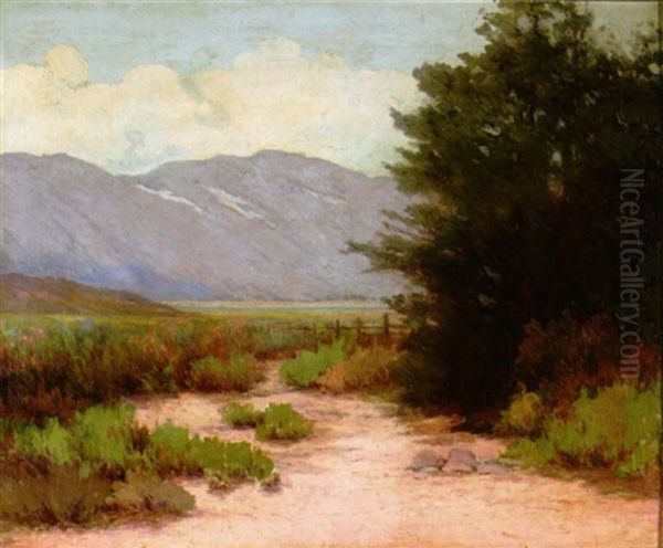 A Glimpse Of Washoe Lake, Nevada Oil Painting by Lorenzo Palmer Latimer