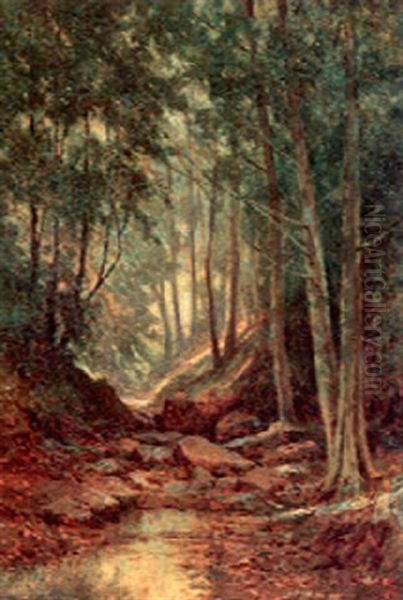 Path Through The Forest Oil Painting by Lorenzo Palmer Latimer