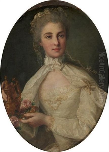 Portrait De Jeune Femme En Vestale Oil Painting by Francois-Adrien Latinville