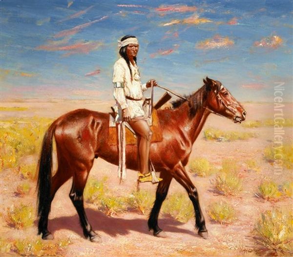 Apache Scout Oil Painting by Gaspard Latoix