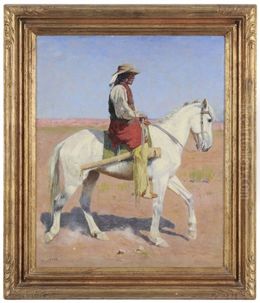 Indian On Horseback Oil Painting by Gaspard Latoix