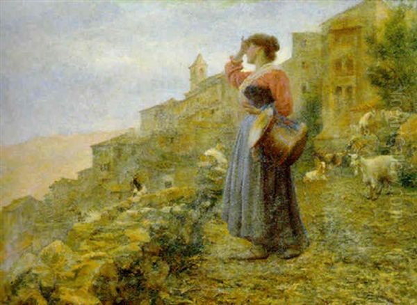 Guardando La Vallata Oil Painting by Edouard De Latour