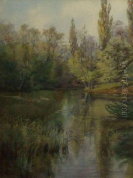 A Quiet Pool Oil Painting by Hesketh Davis Bell