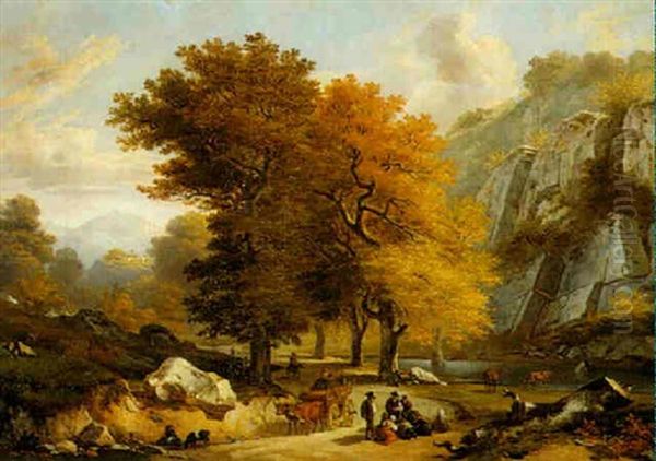 French Romantic Landscape Oil Painting by Joseph Pierre Tancrede Latour