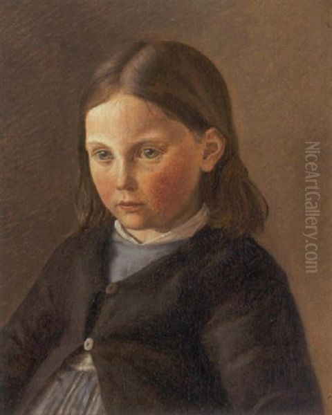 Portraet Af Lille Pige Oil Painting by Ernst Christian Clausen Laub