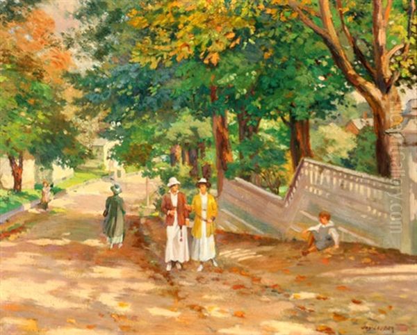 Promenade In The Park Oil Painting by Joseph Lauber