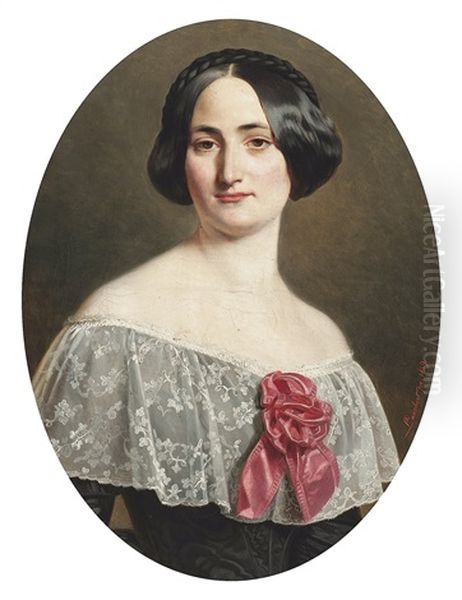 Bildnis Der Mathilde Lauchert, Der Schwester Des Malers Oil Painting by Richard L. Lauchert