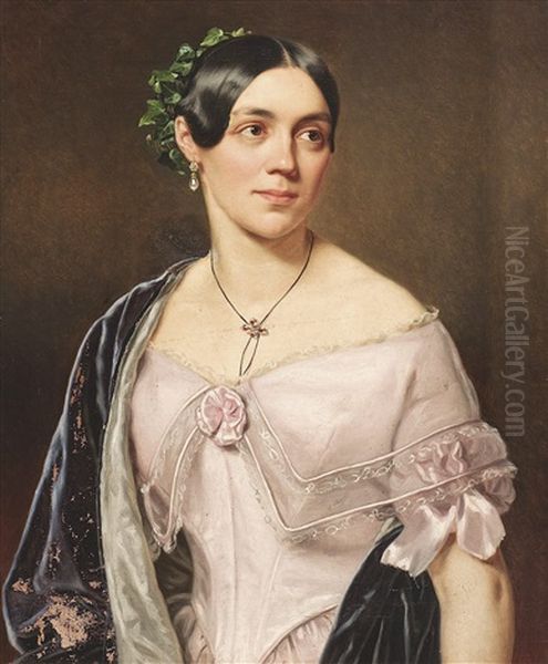 Halbportrat Der Therese Furstin Von Hohenlohe-waldenburg Oil Painting by Richard L. Lauchert