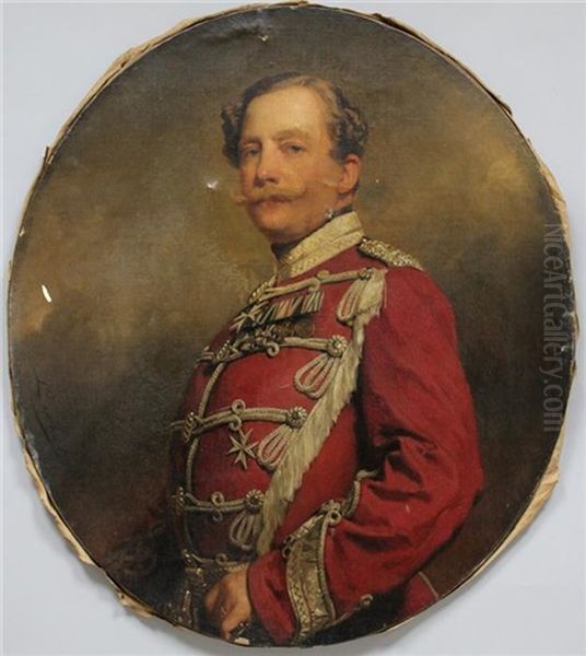 Zwei Portraits. A) Darstellung Des Ludwig Wilhelm Von Graevenitz (1791-1871), Oberst Und Kommandeur Des 4. Reiter-regiments Im Konigreich Wurttemberg, In Uniform (2 Works) Oil Painting by Richard L. Lauchert