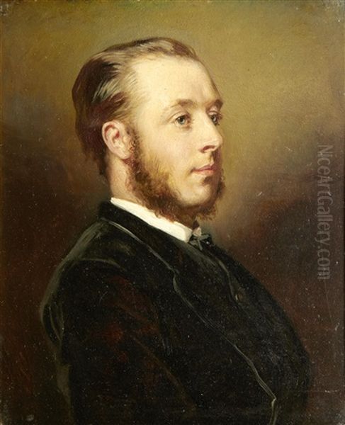 Portrait Of Sir G Hugh Wyndham Oil Painting by Richard L. Lauchert