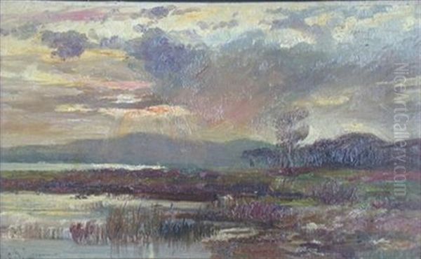 Moorland Landscape (+ Another; Pair) Oil Painting by Charles James Lauder