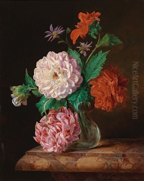 Flower Piece Oil Painting by Josef Lauer