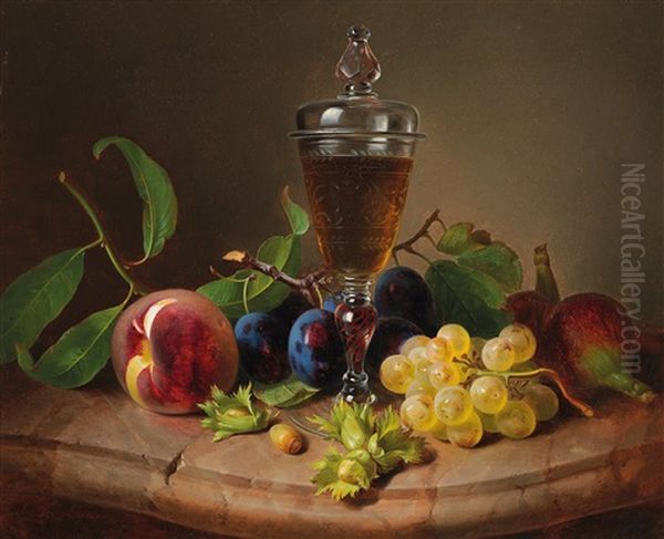 Stillleben Mit Weinpokal Oil Painting by Josef Lauer