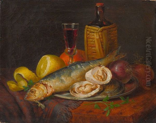 Kuchenstillleben Oil Painting by Josef Lauer