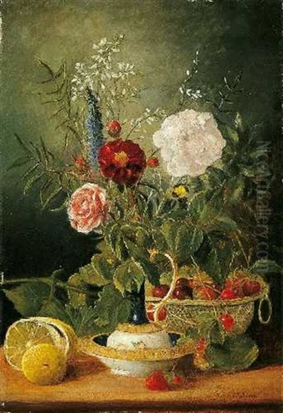 Blumenstillleben Oil Painting by Josef Lauer