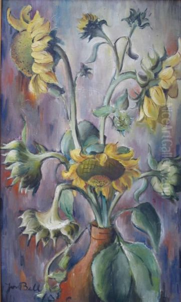 Sonnenblumen. Signiert U. Links Oil Painting by Joseph Bell