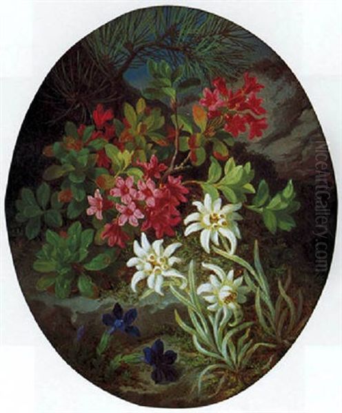 Fleurs De Montagne Oil Painting by Josef Lauer