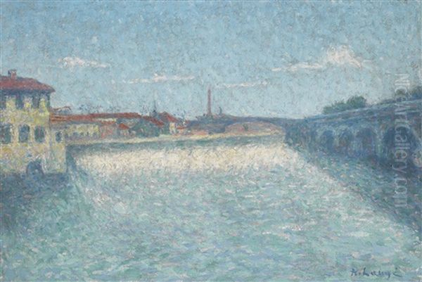 Le Pont De Halage De Tounis A Toulouse Oil Painting by Achille Lauge