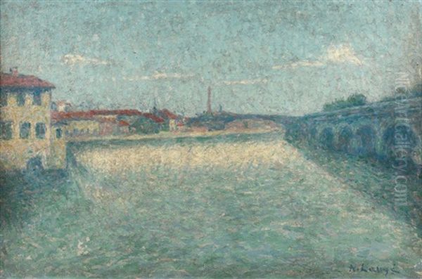 Le Pont De L'horloge De Tounis A Toulouse Oil Painting by Achille Lauge