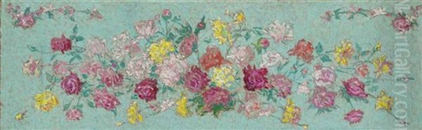 Esquisse De Fleurs Pour Les Gobelins Oil Painting by Achille Lauge