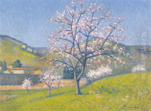 Arbres En Fleur A Alet-les-bans Oil Painting by Achille Lauge