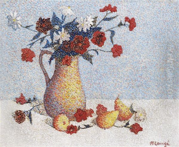 Nature Morte Au Bouquet Et Aux Poires Oil Painting by Achille Lauge