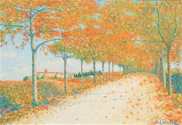 Cailhau, Route En Automne Oil Painting by Achille Lauge