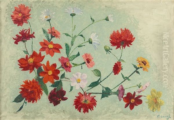 Dahlias Et Marguerites Oil Painting by Achille Lauge