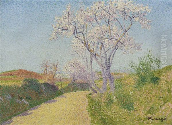 La Route Aux Amandiers Fleuris Oil Painting by Achille Lauge