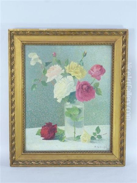 Le Vase De Roses Oil Painting by Achille Lauge