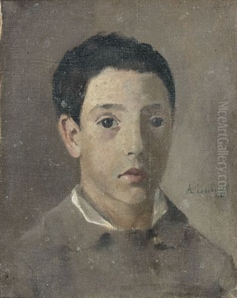 Portrait De Pierre Lauge (fils De L'artiste) Oil Painting by Achille Lauge