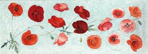 Les Coquelicots Oil Painting by Achille Lauge