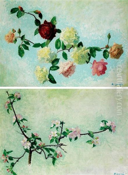 Branche De Fleurs (+ Branche De Pommier; 2 Works) Oil Painting by Achille Lauge