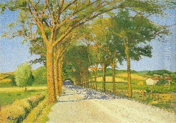 The Road To Cailhau Under The Sun Oil Painting by Achille Lauge