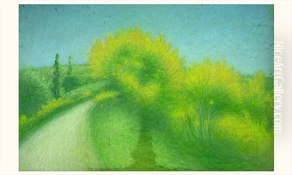 Chemin De Campagne Au Mimosa Oil Painting by Achille Lauge