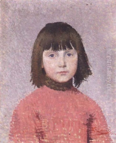 Portrait De Fillette Oil Painting by Achille Lauge