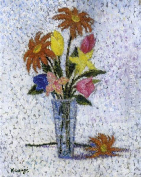 Vase De Fleurs - Bloemenstilleven Oil Painting by Achille Lauge