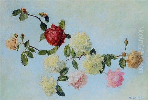 Composition De Roses Oil Painting by Achille Lauge