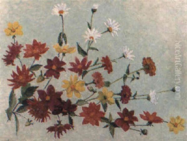 Dahlias Et Marguerites Oil Painting by Achille Lauge