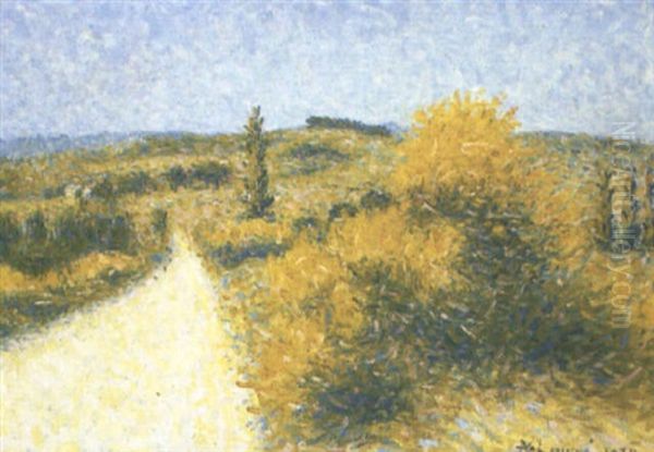 Paysage Pointilliste Oil Painting by Achille Lauge