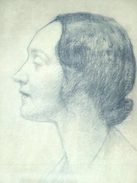 Carter, Head And Shoulders In Profile, Turned To The Right And Left Respectively by Laura Anning Bell