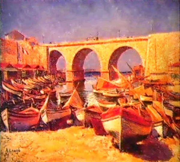 Le Vallon Des Auffes A Marseille Oil Painting by Achille Lauge