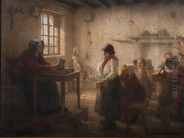 Schoolroom Scene Oil Painting by Desire Francois Laugee