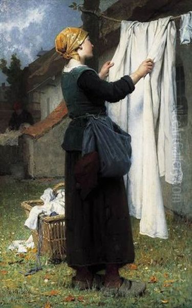 The Laundress Oil Painting by Desire Francois Laugee