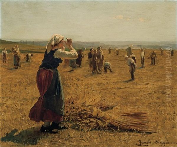 Woman In Wheat Field Oil Painting by Georges Laugee