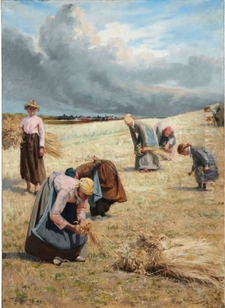 Les Glaneuses Avant L'orage Oil Painting by Georges Laugee