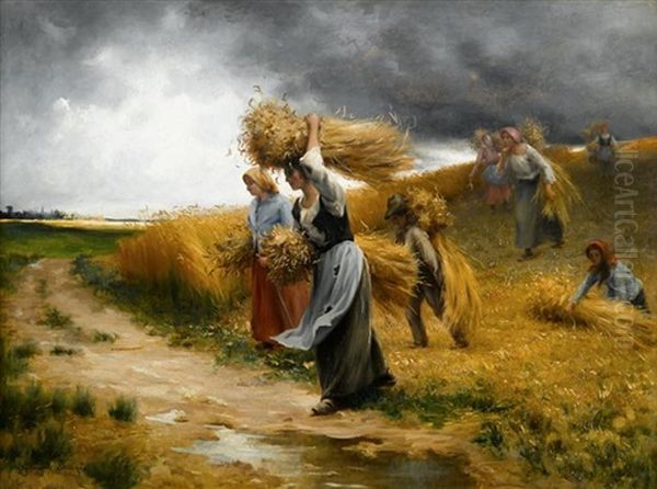 Bearing The Harvest Oil Painting by Georges Laugee