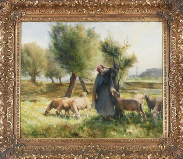 Shepherdess Oil Painting by Georges Laugee