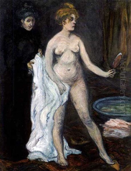 Nu A Sa Toilette Oil Painting by Fabien Viellard Launay