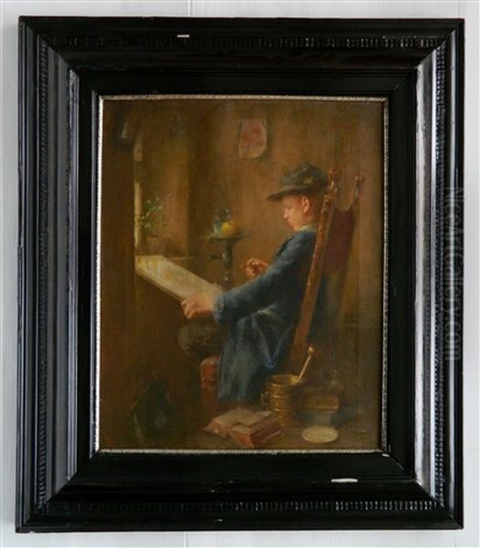 Artist At Work Oil Painting by Anton Laupheimer